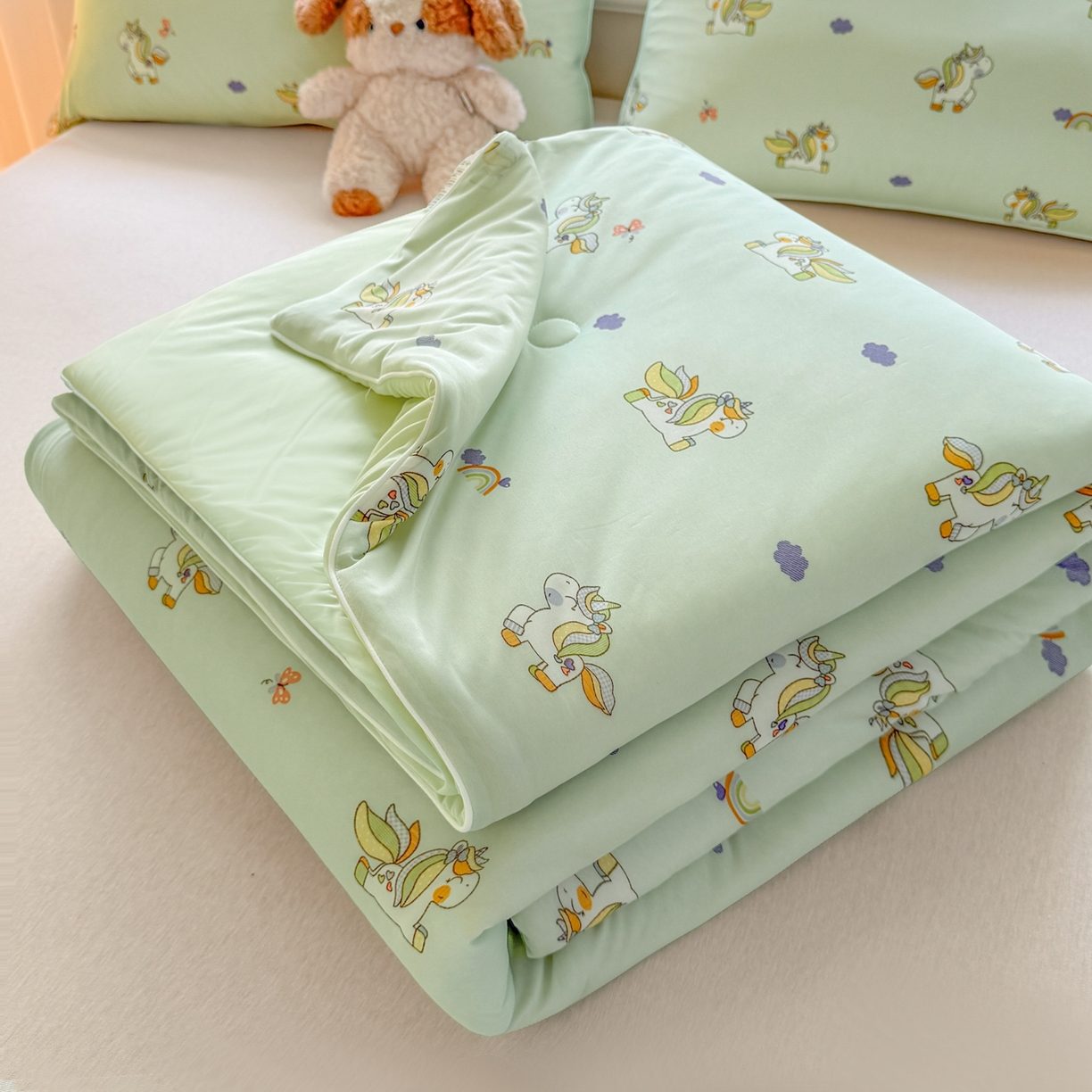 瑞禾家纺 2026新款印花凉感丝夏被夏凉被 小马宝莉-绿