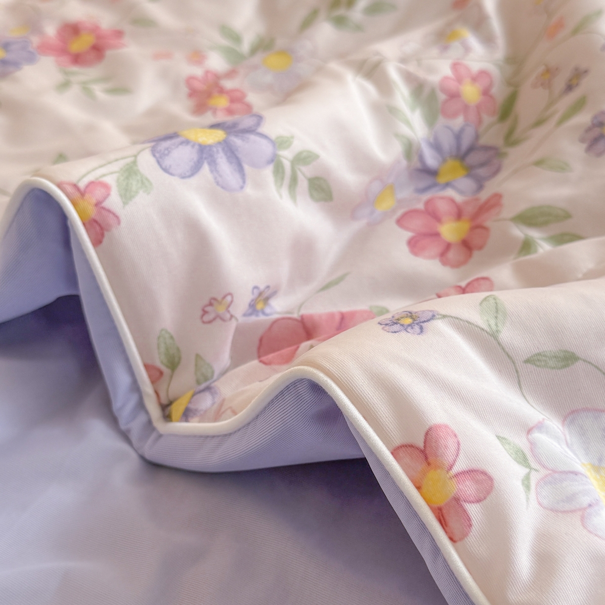 91家纺网 家纺一手货源 找家纺 瑞禾家纺 2026新款印花凉感丝夏被夏凉被 幽兰-粉