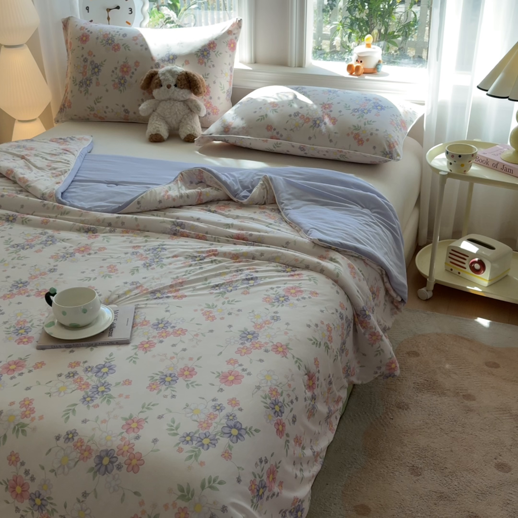 91家纺网 家纺一手货源 找家纺 瑞禾家纺 2026新款印花凉感丝夏被夏凉被 幽兰-粉