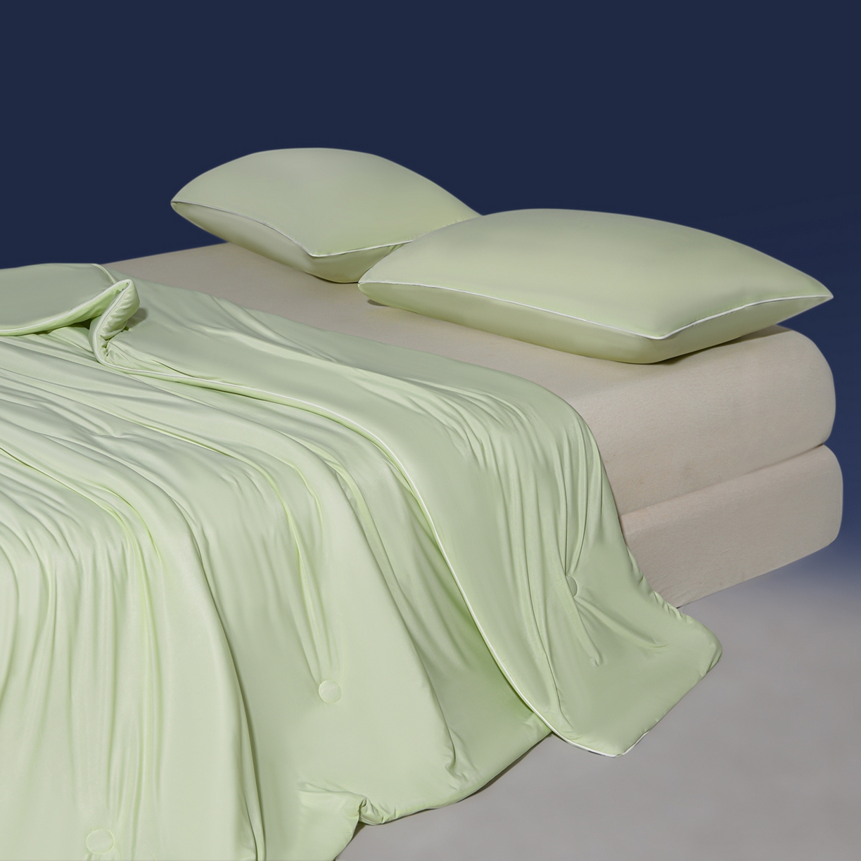 91家纺网 家纺一手货源 找家纺 瑞禾家纺 2026新款纯色凉感冰丝夏被夏凉被夏季深睡眠可水洗四周踩棉 不跑棉 薄荷绿