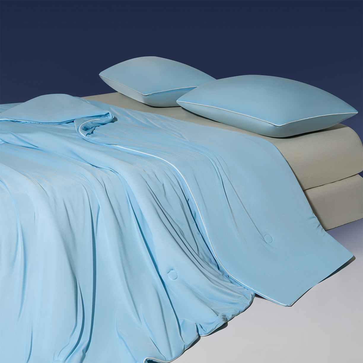 91家纺网 家纺一手货源 找家纺 瑞禾家纺 2026新款纯色凉感冰丝夏被夏凉被夏季深睡眠可水洗四周踩棉 不跑棉 水漾蓝