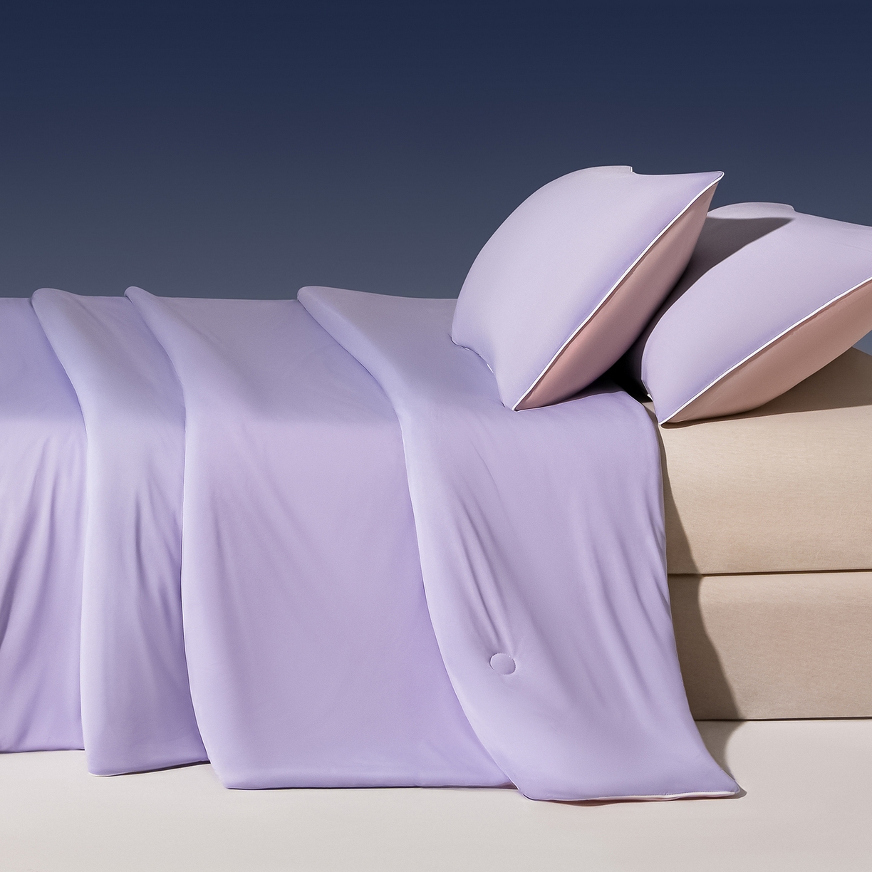 91家纺网 家纺一手货源 找家纺 瑞禾家纺 2026新款纯色凉感冰丝夏被夏凉被夏季深睡眠可水洗四周踩棉 不跑棉 紫粉