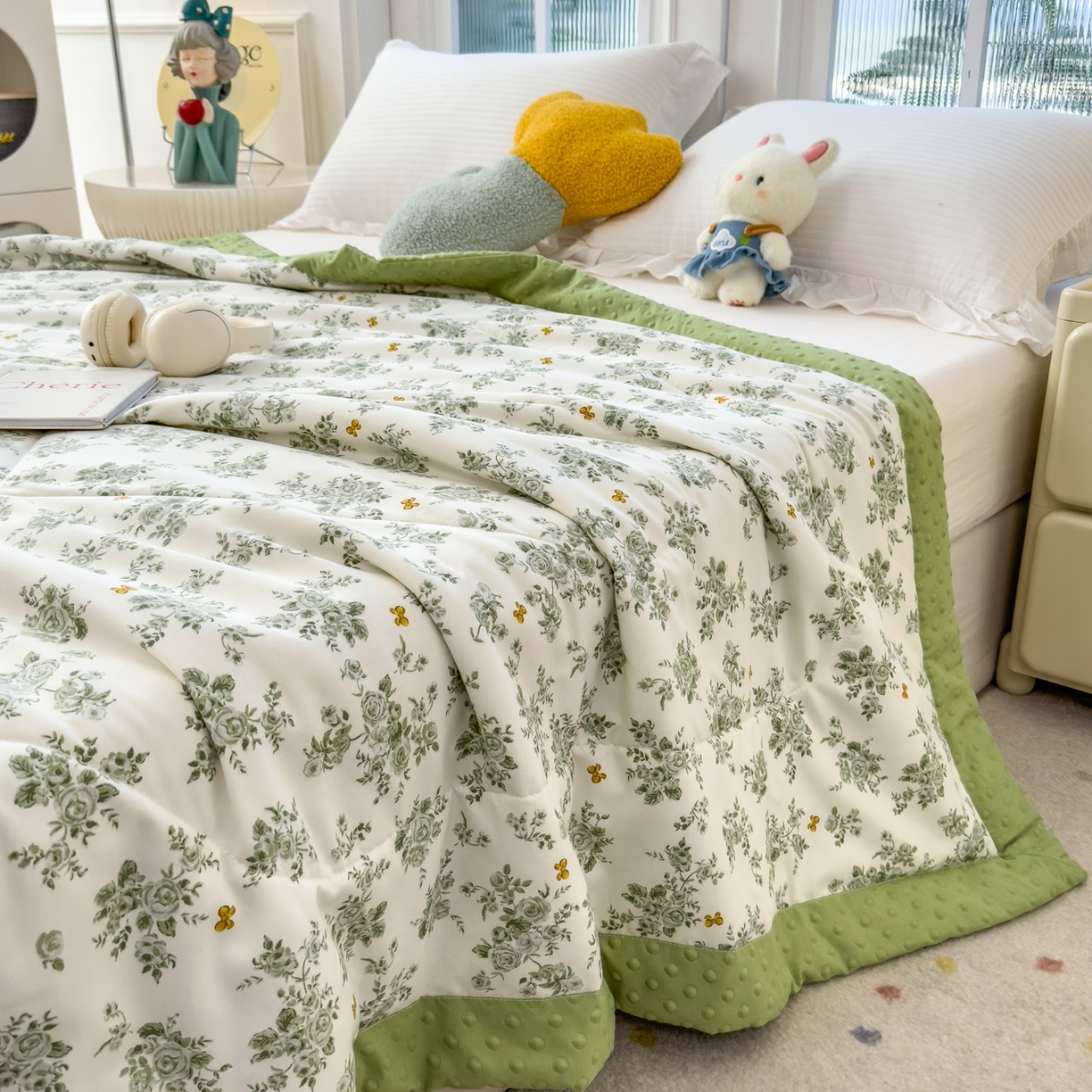 91家纺网 家纺一手货源 找家纺 （总）瑞禾家纺 2026新款印花夏凉豆豆夏被手工包边被子被芯儿童