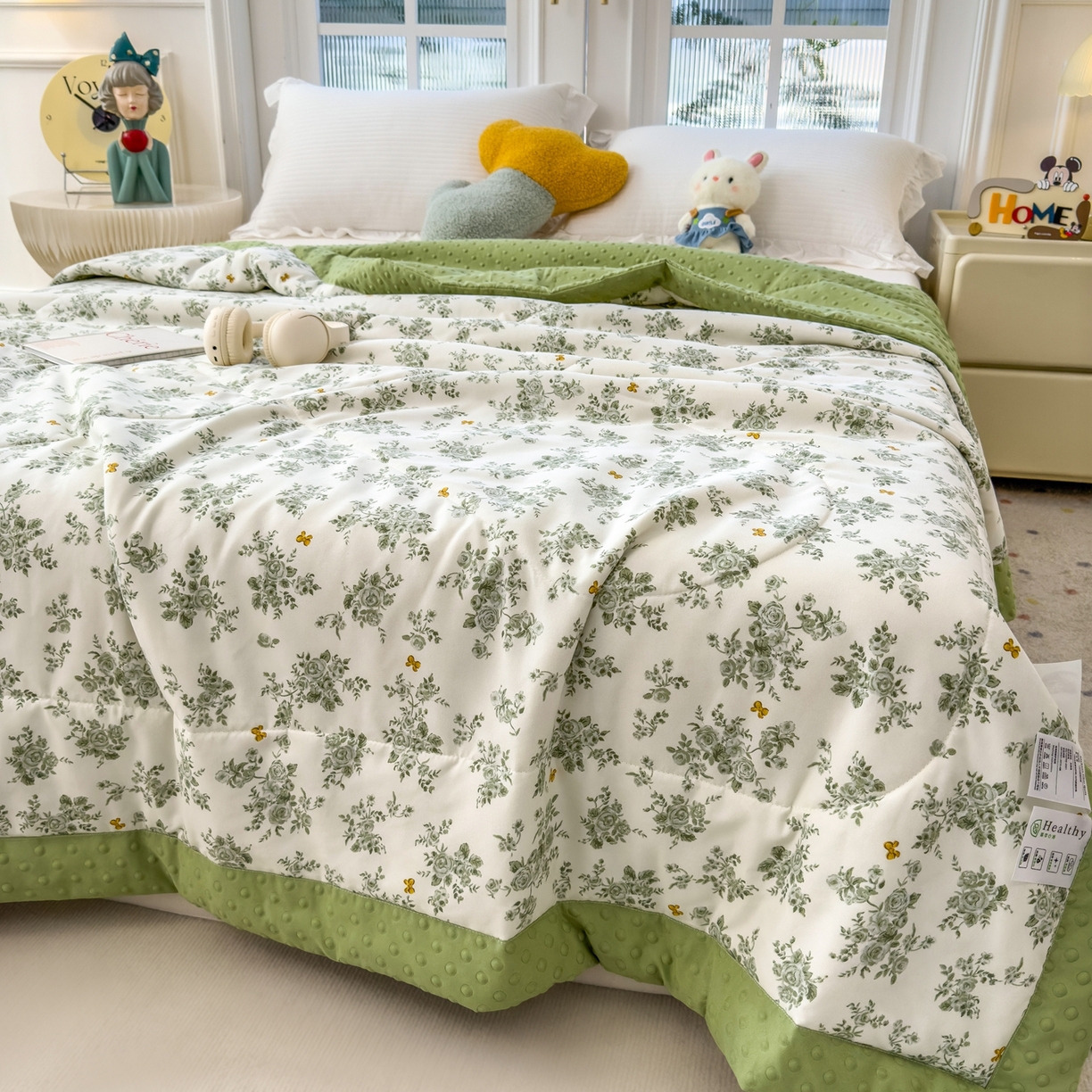 91家纺网 家纺一手货源 找家纺 瑞禾家纺 2026新款印花夏凉豆豆夏被手工包边被子被芯儿童 山奈