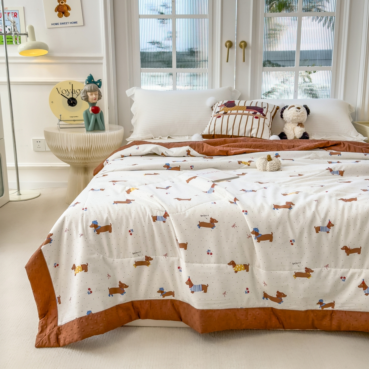 91家纺网 家纺一手货源 找家纺 瑞禾家纺 2026新款印花夏凉豆豆夏被手工包边被子被芯儿童 波点腊肠