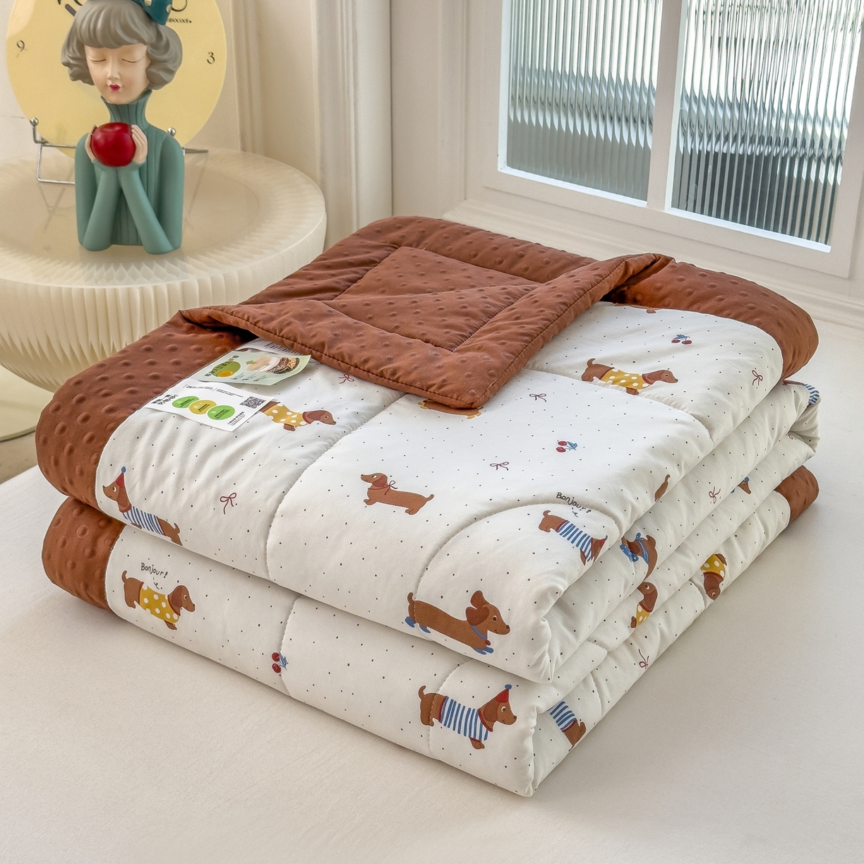 91家纺网 家纺一手货源 找家纺 瑞禾家纺 2026新款印花夏凉豆豆夏被手工包边被子被芯儿童 波点腊肠