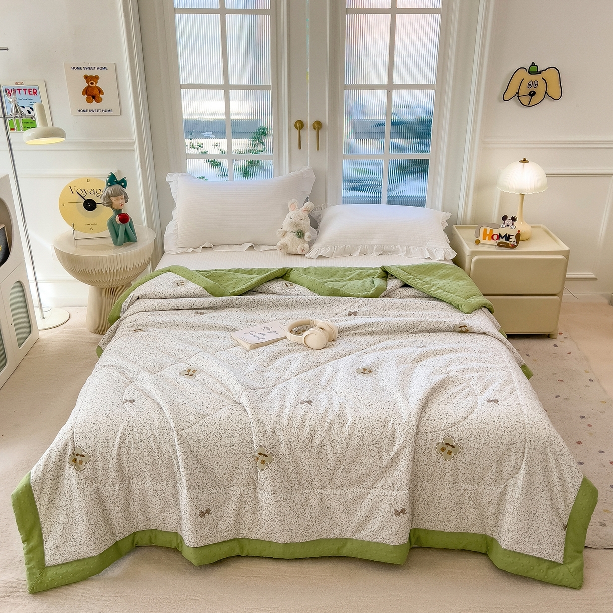 91家纺网 家纺一手货源 找家纺 瑞禾家纺 2026新款印花夏凉豆豆夏被手工包边被子被芯儿童 春野织梦