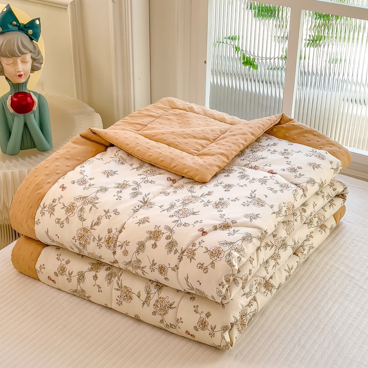 91家纺网 家纺一手货源 找家纺 瑞禾家纺 2026新款印花夏凉豆豆夏被手工包边被子被芯儿童 塞纳花影