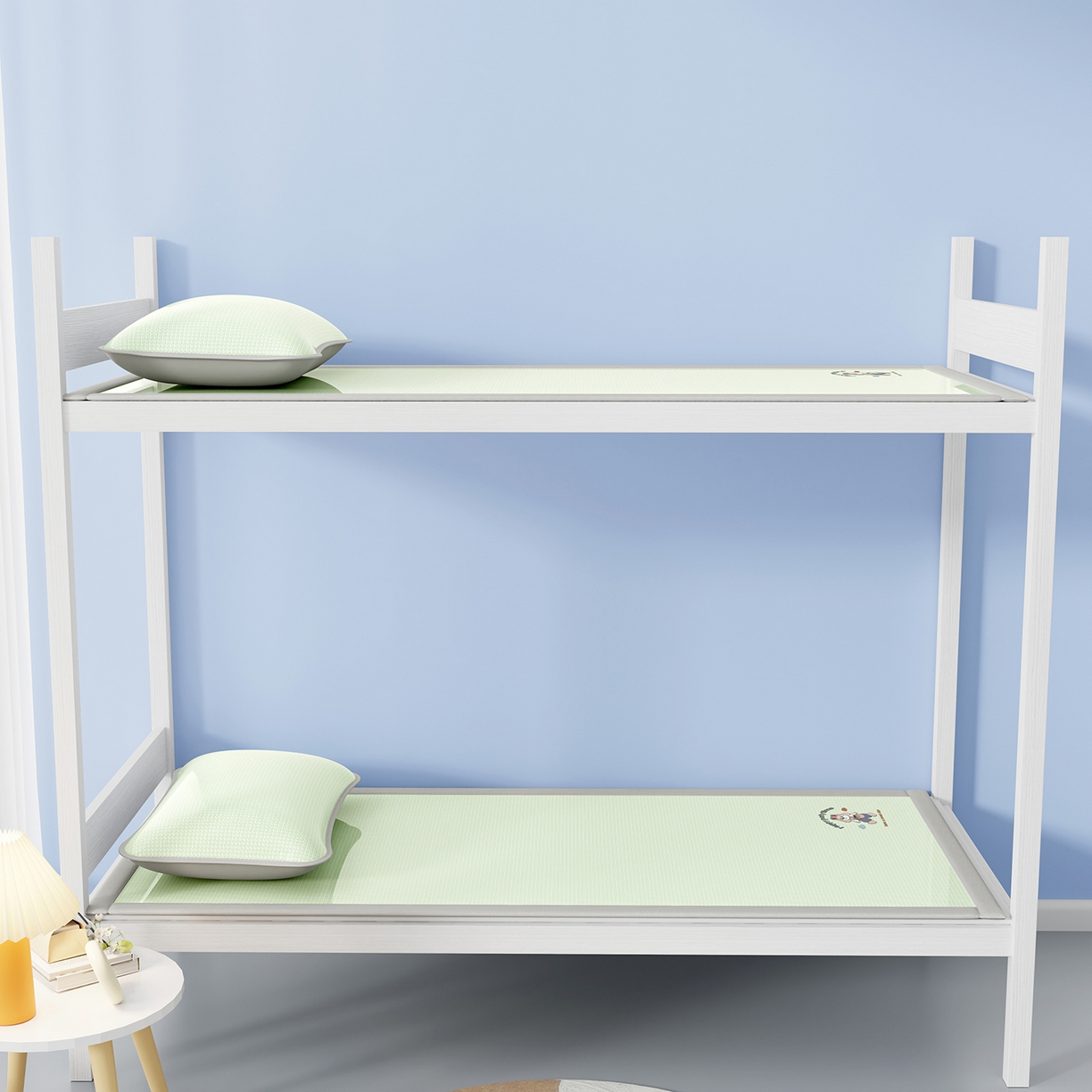 91家纺网 家纺一手货源 找家纺 奇丝雅 2026新款夏季A类碳光凉席三明治透气网冰丝凉席家用双人冰丝席床单可机洗单人学生宿舍上下铺夏天空调软席三件套 冰爽-绿