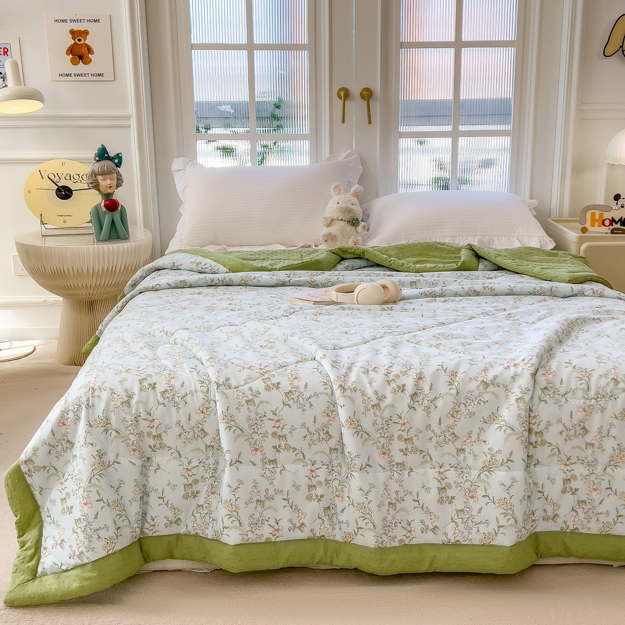 91家纺网 家纺一手货源 找家纺 瑞禾家纺 2026新款印花夏凉豆豆夏被手工包边被子被芯儿童 蔚蓝庄园