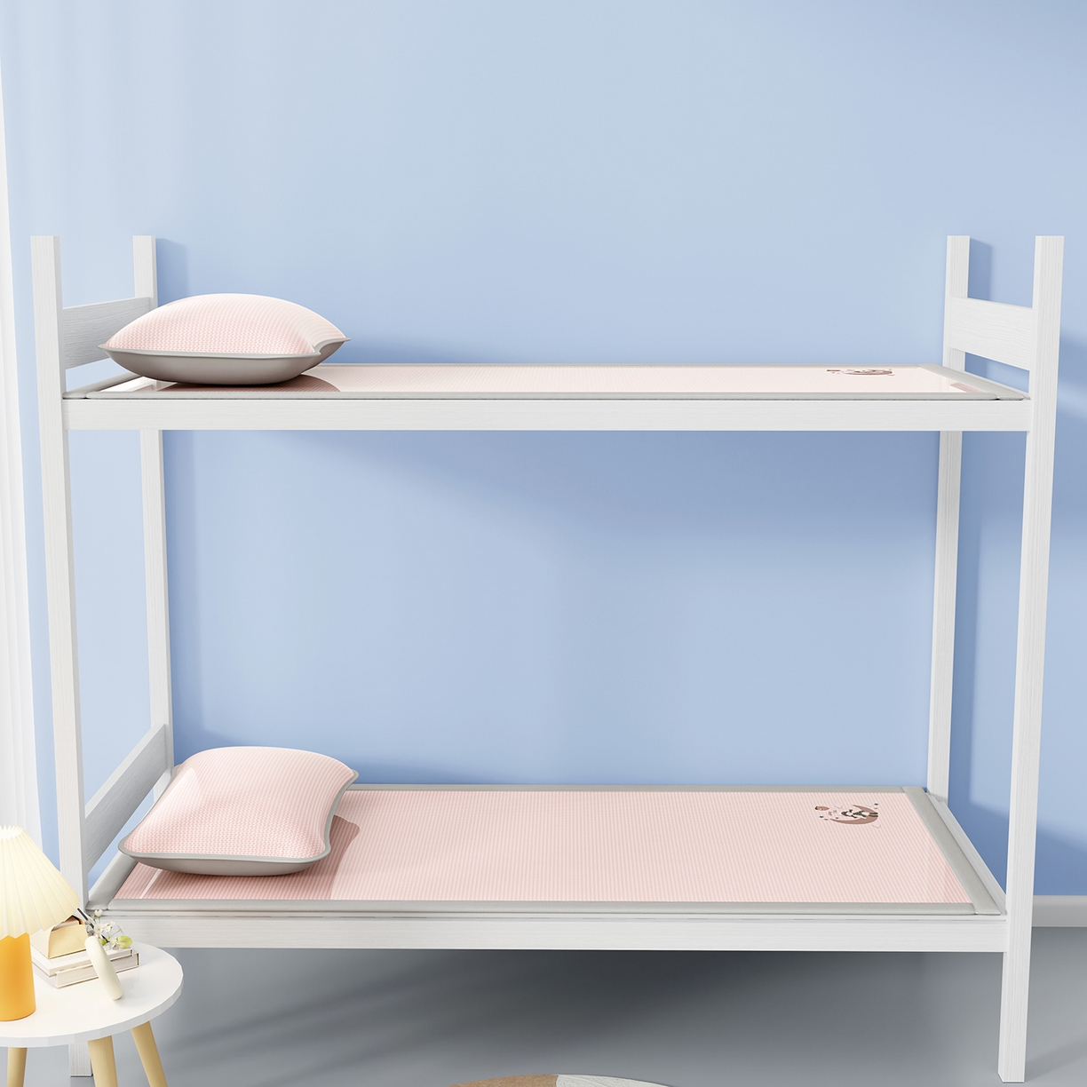 91家纺网 家纺一手货源 找家纺 奇丝雅 2026新款夏季A类碳光凉席三明治透气网冰丝凉席家用双人冰丝席床单可机洗单人学生宿舍上下铺夏天空调软席三件套 冰爽-粉