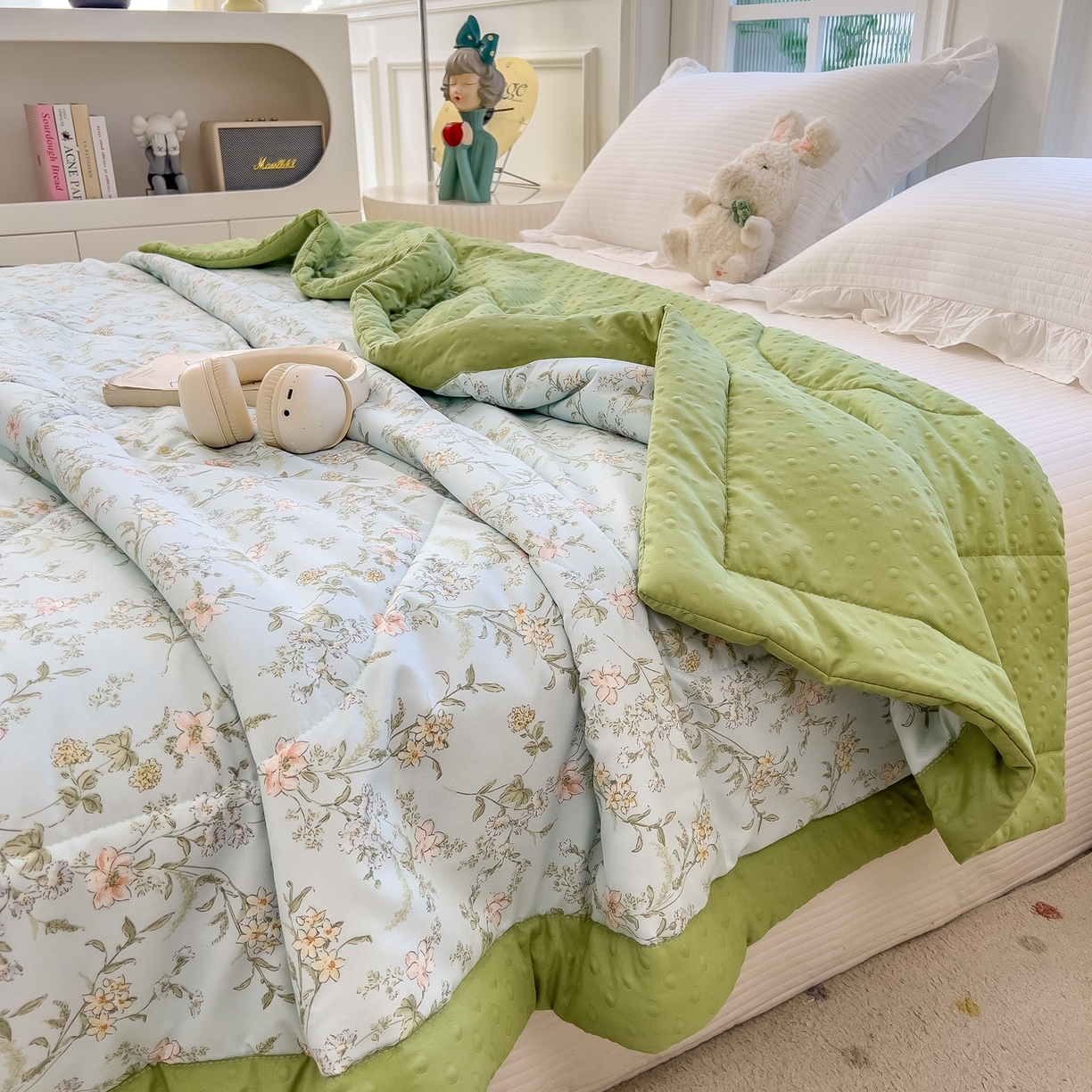 91家纺网 家纺一手货源 找家纺 瑞禾家纺 2026新款印花夏凉豆豆夏被手工包边被子被芯儿童 蔚蓝庄园