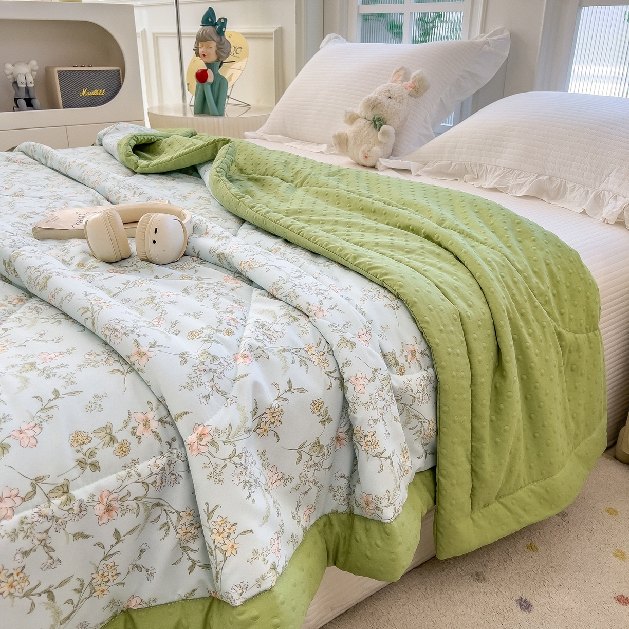 91家纺网 家纺一手货源 找家纺 瑞禾家纺 2026新款印花夏凉豆豆夏被手工包边被子被芯儿童 蔚蓝庄园