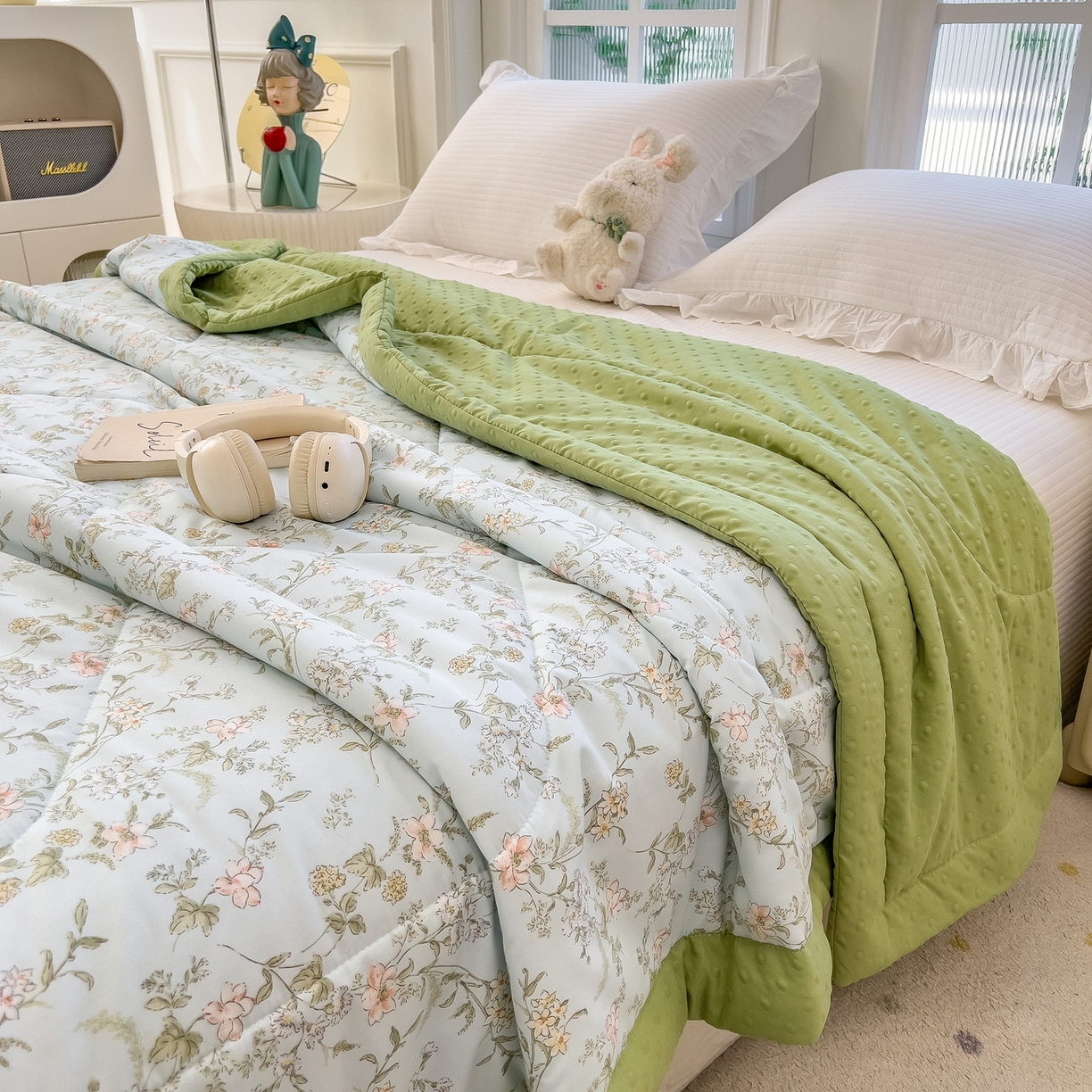 91家纺网 家纺一手货源 找家纺 瑞禾家纺 2026新款印花夏凉豆豆夏被手工包边被子被芯儿童 蔚蓝庄园