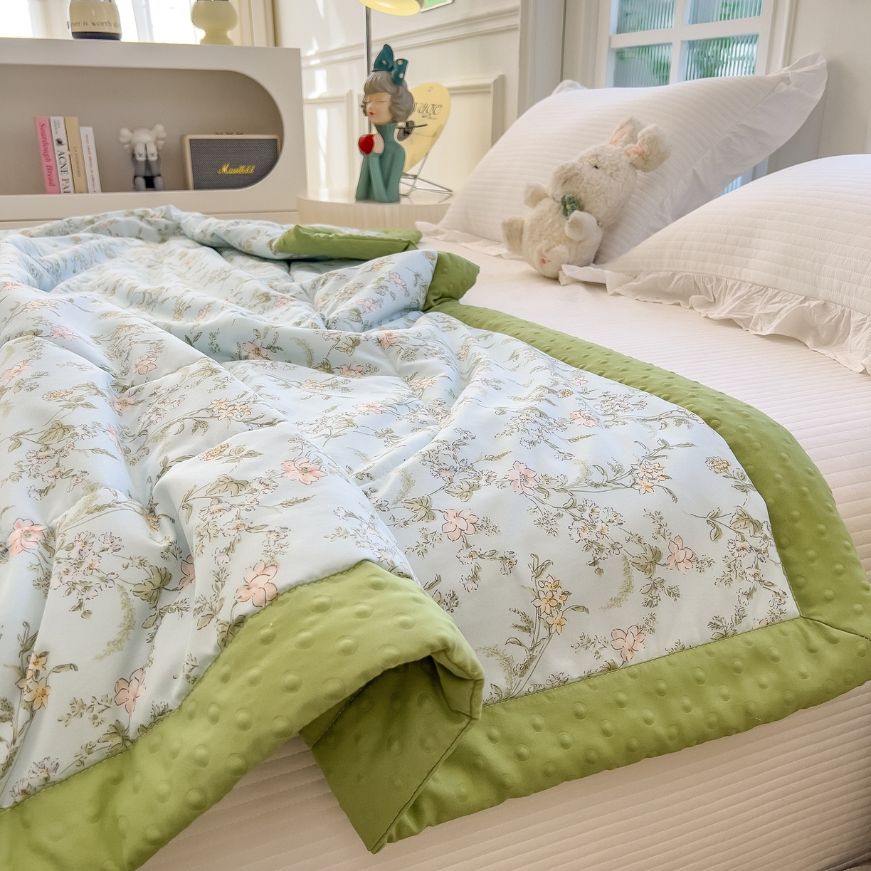 91家纺网 家纺一手货源 找家纺 瑞禾家纺 2026新款印花夏凉豆豆夏被手工包边被子被芯儿童 蔚蓝庄园