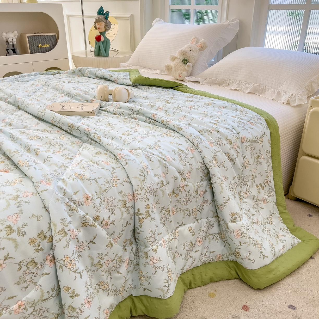 91家纺网 家纺一手货源 找家纺 瑞禾家纺 2026新款印花夏凉豆豆夏被手工包边被子被芯儿童 蔚蓝庄园