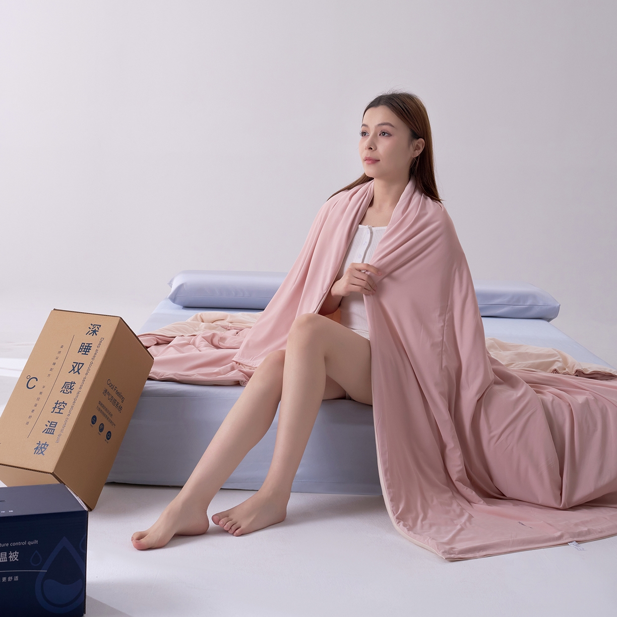 91家纺网 家纺一手货源 找家纺 花享莱 2026新款亚朵酒店同款夏季深睡双感夏凉被凉感被夏被控温被pro3.0 橘雾粉