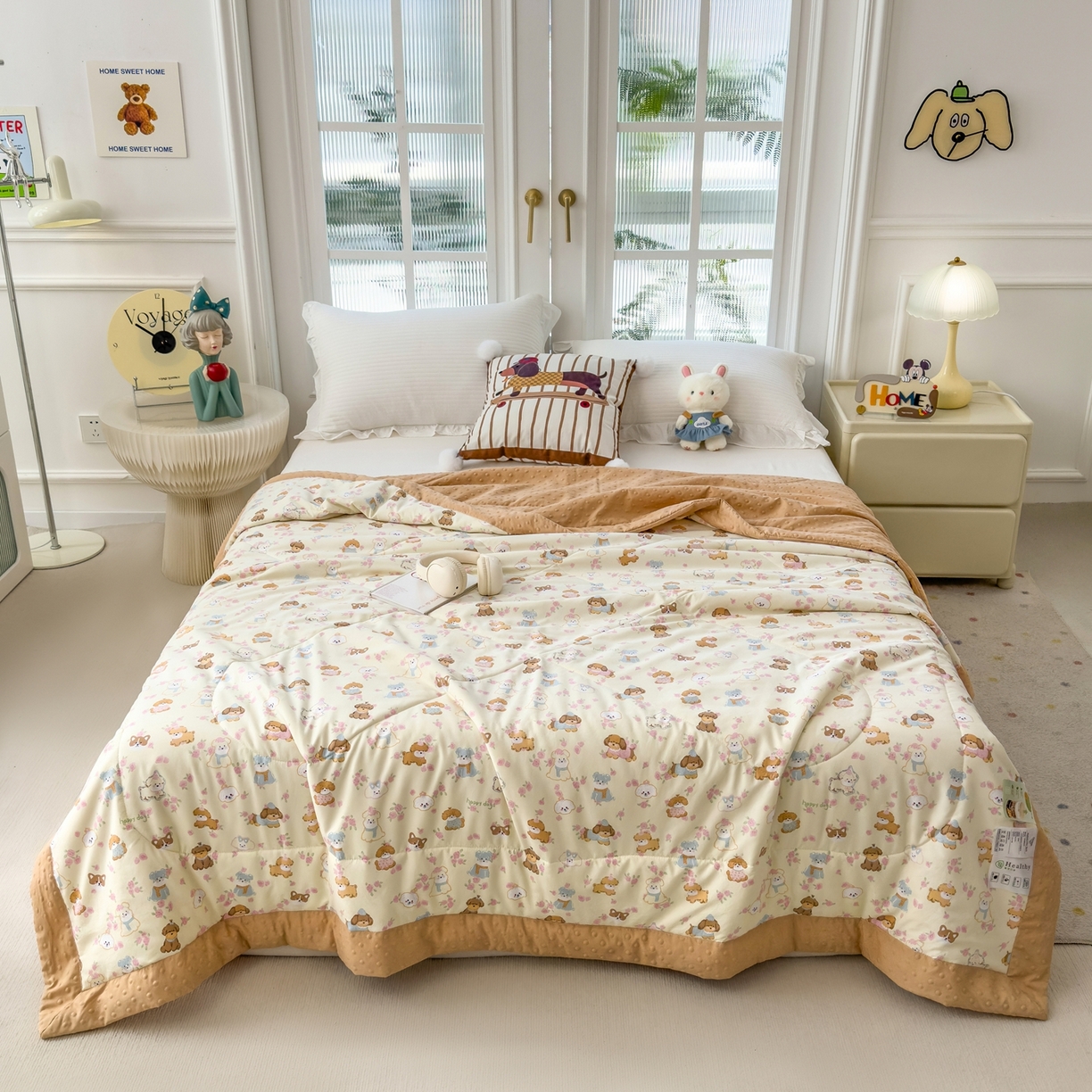 91家纺网 家纺一手货源 找家纺 瑞禾家纺 2026新款印花夏凉豆豆夏被手工包边被子被芯儿童 西高地