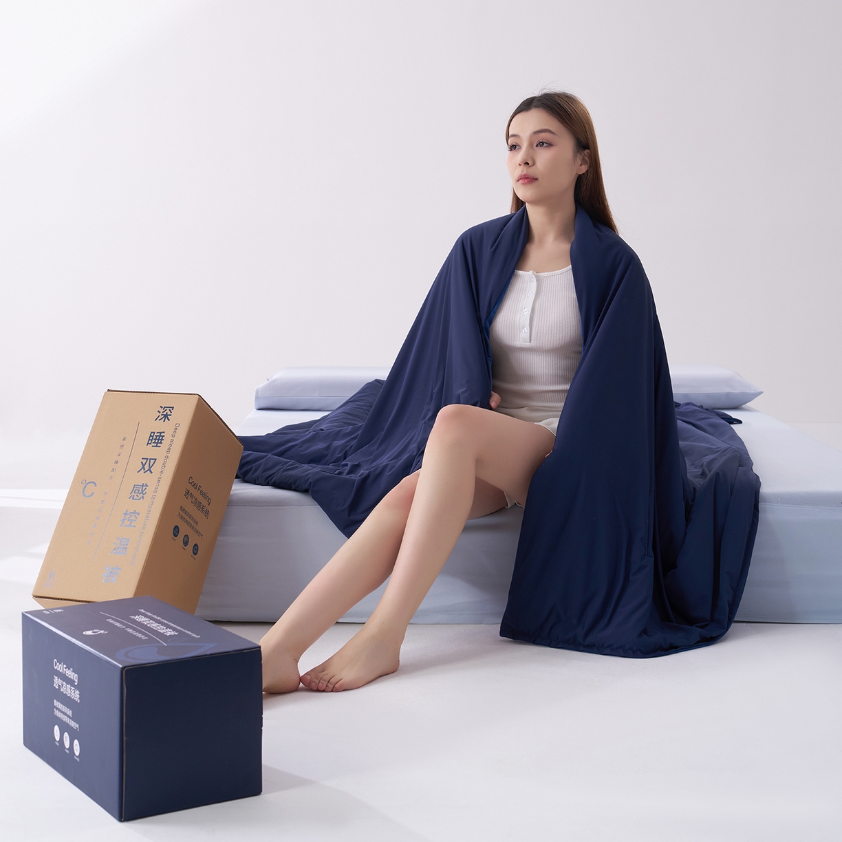 91家纺网 家纺一手货源 找家纺 花享莱 2026新款亚朵酒店同款夏季深睡双感夏凉被凉感被夏被控温被pro3.0 深睡蓝