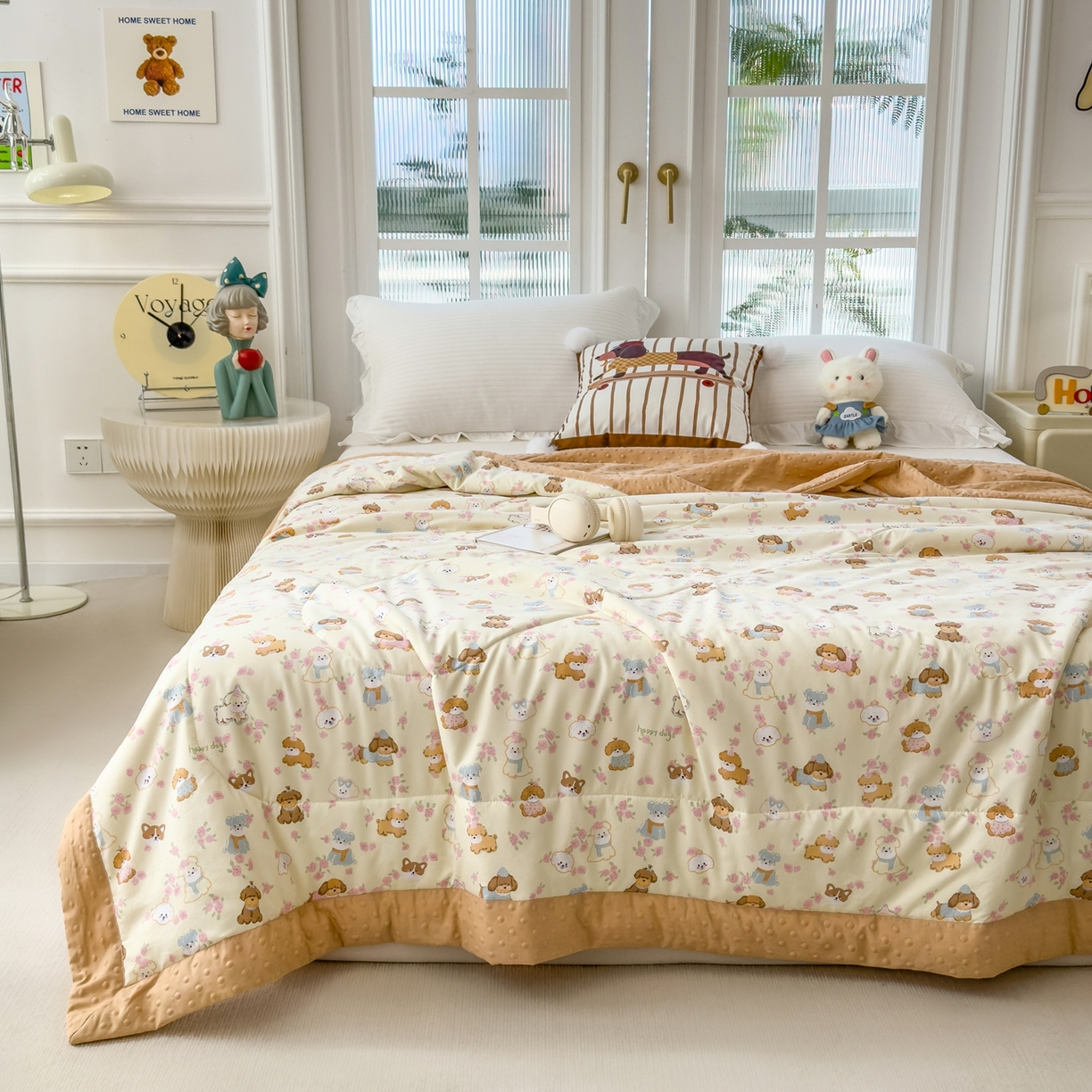 91家纺网 家纺一手货源 找家纺 瑞禾家纺 2026新款印花夏凉豆豆夏被手工包边被子被芯儿童 西高地