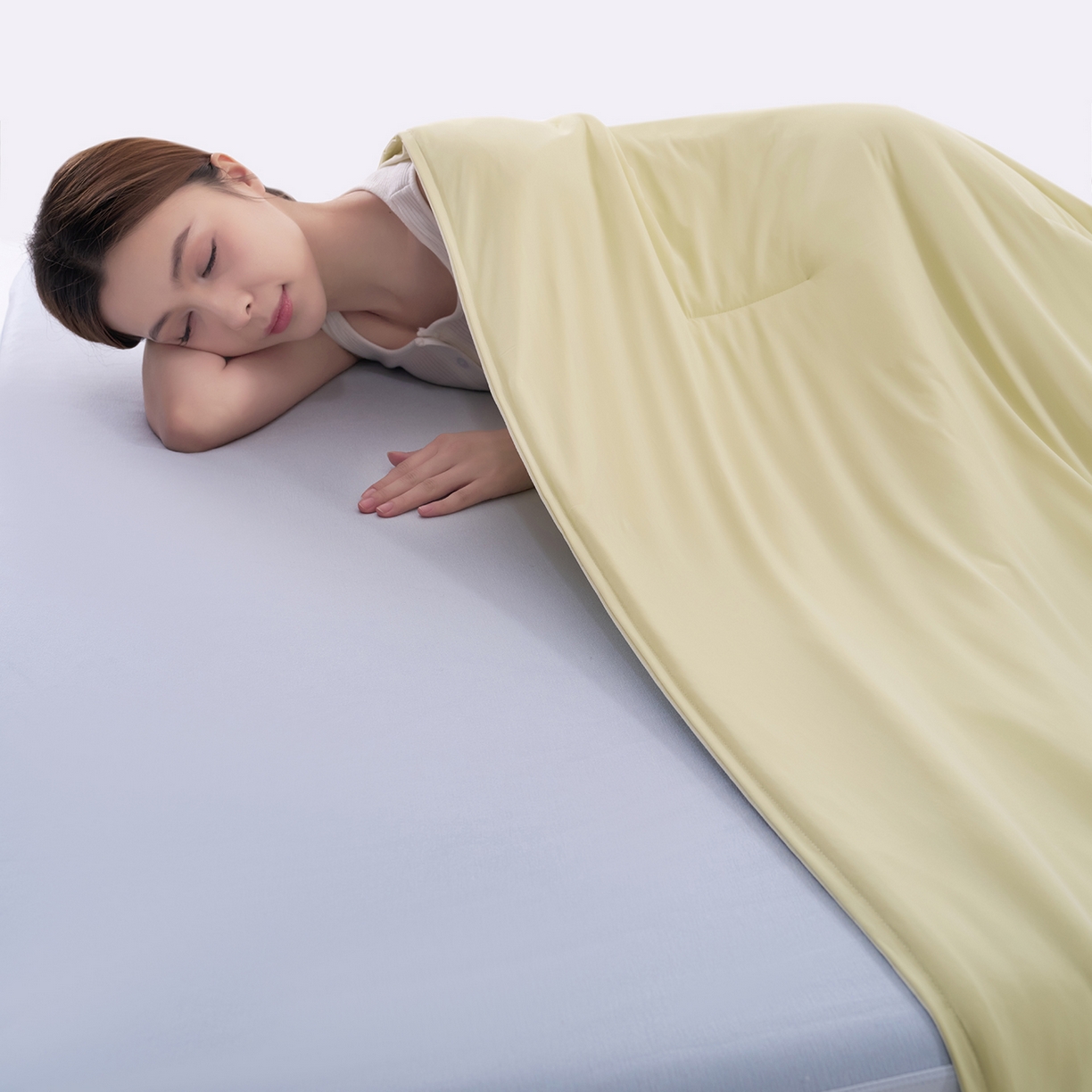 91家纺网 家纺一手货源 找家纺 花享莱 2026新款亚朵酒店同款夏季深睡双感夏凉被凉感被夏被控温被pro3.0 竹青黄