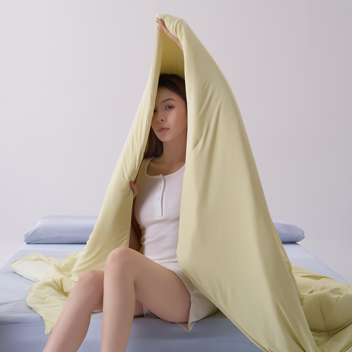 91家纺网 家纺一手货源 找家纺 花享莱 2026新款亚朵酒店同款夏季深睡双感夏凉被凉感被夏被控温被pro3.0 竹青黄