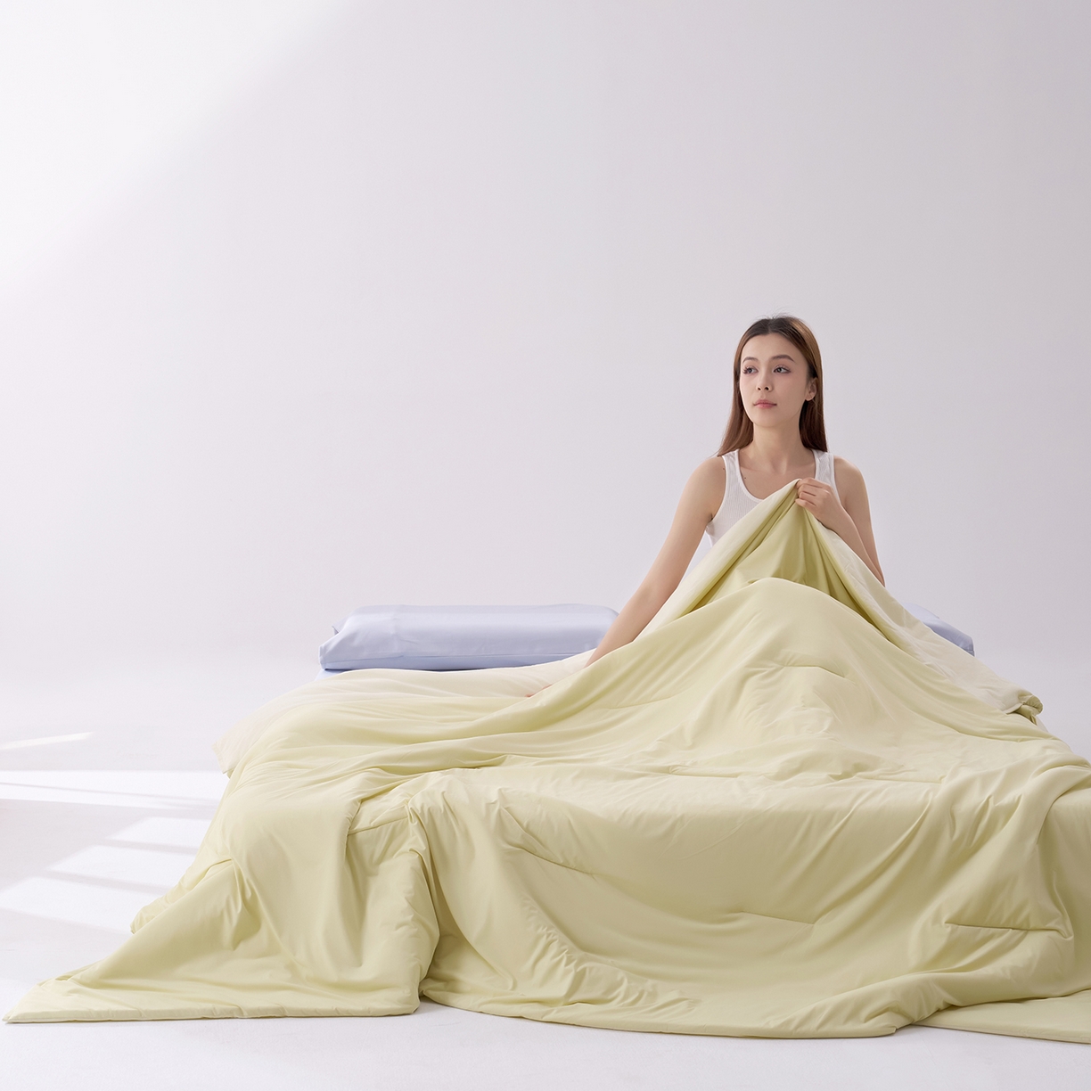 91家纺网 家纺一手货源 找家纺 花享莱 2026新款亚朵酒店同款夏季深睡双感夏凉被凉感被夏被控温被pro3.0 竹青黄