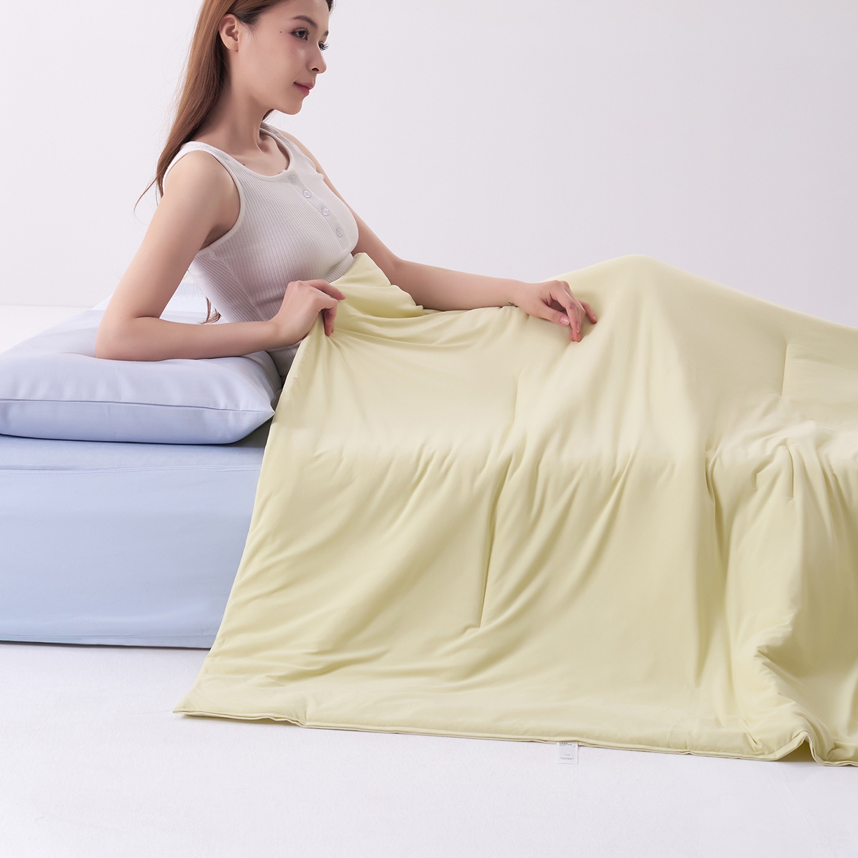 91家纺网 家纺一手货源 找家纺 花享莱 2026新款亚朵酒店同款夏季深睡双感夏凉被凉感被夏被控温被pro3.0 竹青黄