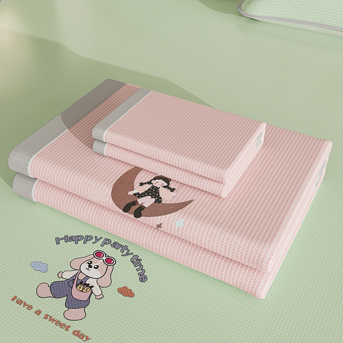 91家纺网 家纺一手货源 找家纺 （总）奇丝雅 2026新款夏季A类碳光凉席三明治透气网冰丝凉席家用双人冰丝席床单可机洗单人学生宿舍上下铺夏天空调软席三件套