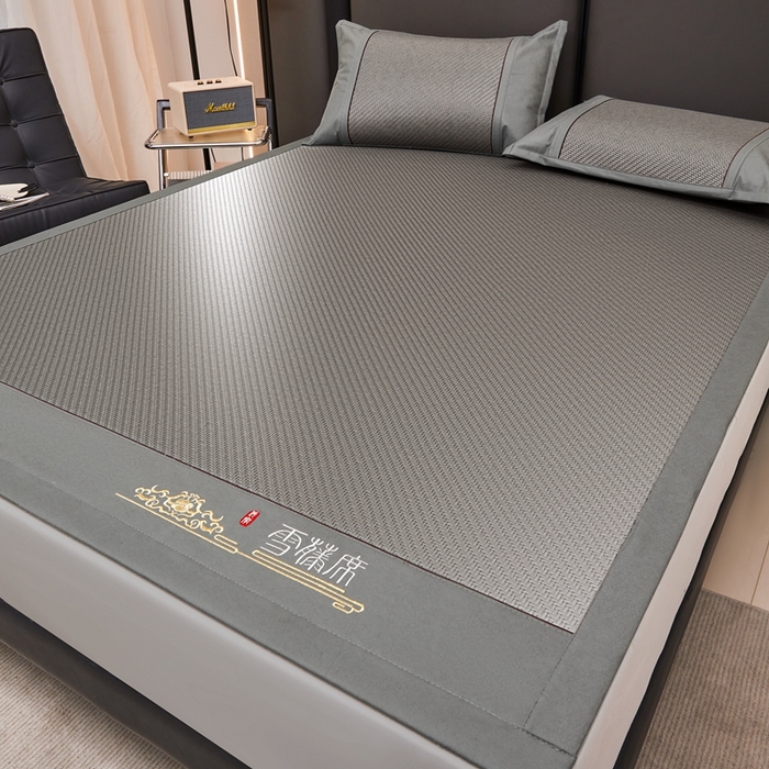 91家纺网 家纺一手货源 找家纺 （总）席都 2025新款舒爽藤席系列—雪藤席3D复合乙伦凉感裸睡PE凉席三件套床席款