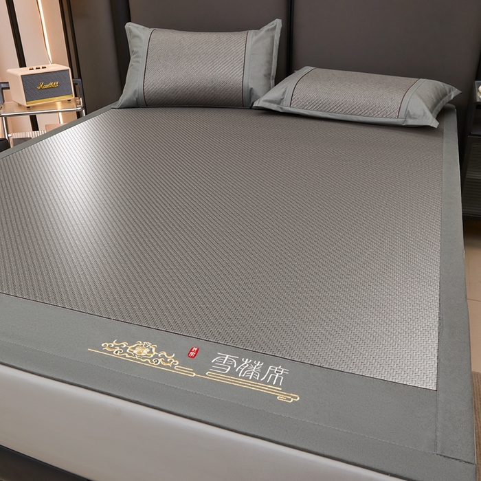 91家纺网 家纺一手货源 找家纺 （总）席都 2025新款舒爽藤席系列—雪藤席3D复合乙伦凉感裸睡PE凉席三件套床席款