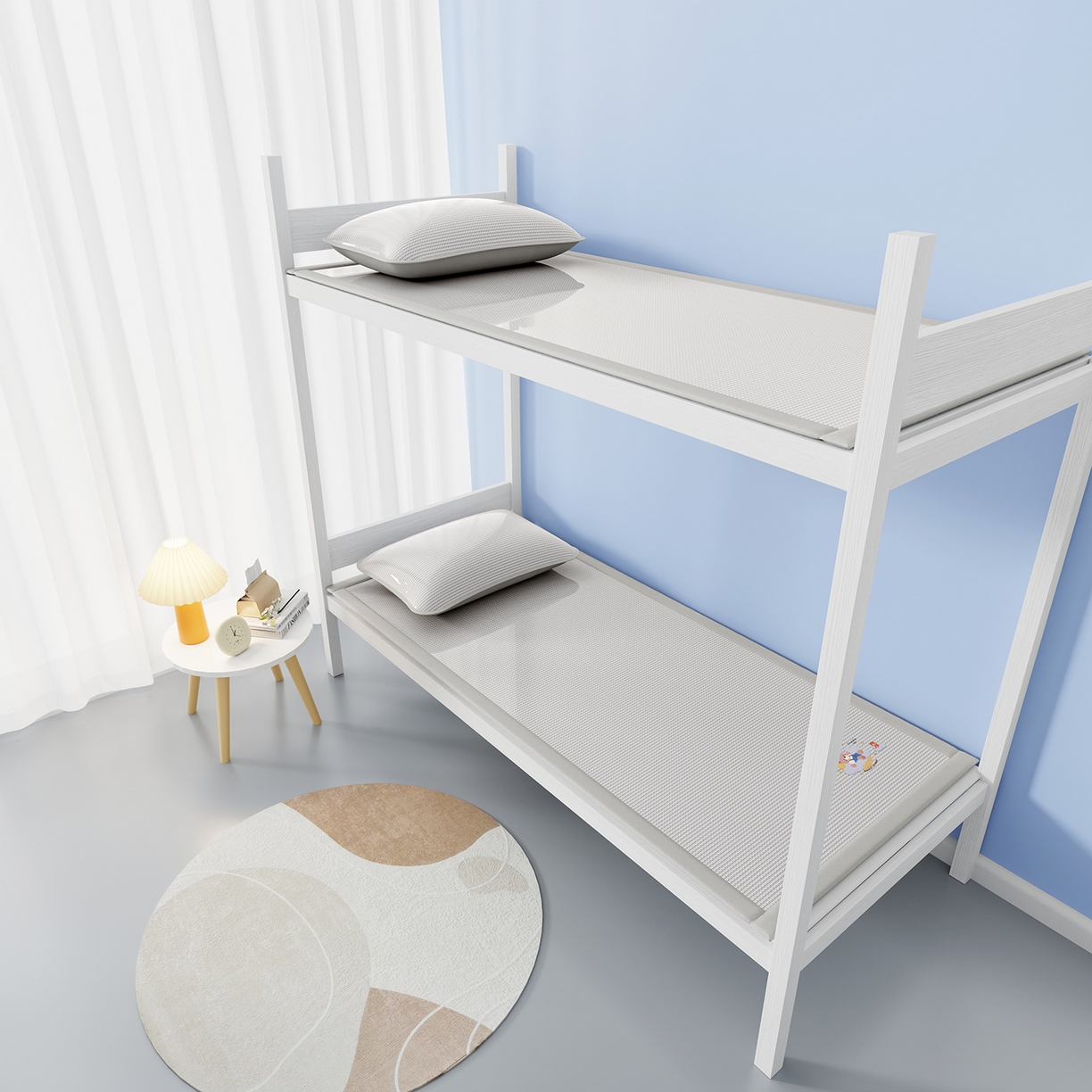 91家纺网 家纺一手货源 找家纺 家品罗兰 2026新款夏季A类碳光凉席三明治透气网冰丝凉席家用双人冰丝席床单可机洗单人学生宿舍上下铺夏天空调软席三件套 冰爽-灰