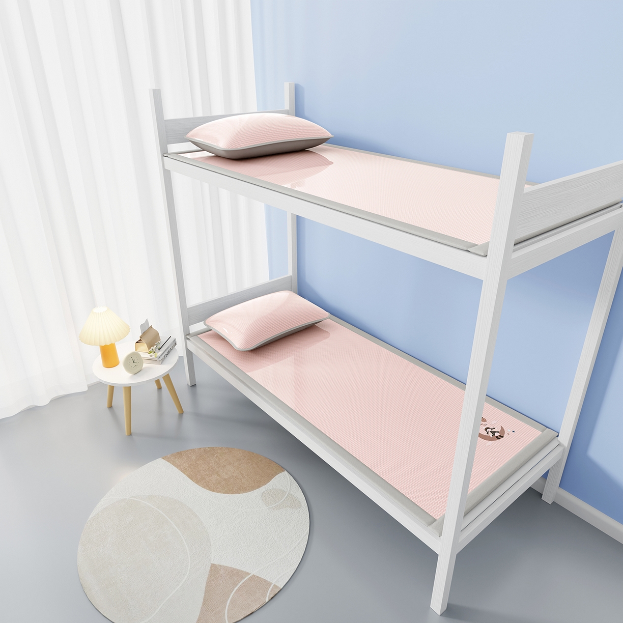 91家纺网 家纺一手货源 找家纺 家品罗兰 2026新款夏季A类碳光凉席三明治透气网冰丝凉席家用双人冰丝席床单可机洗单人学生宿舍上下铺夏天空调软席三件套 冰爽-粉