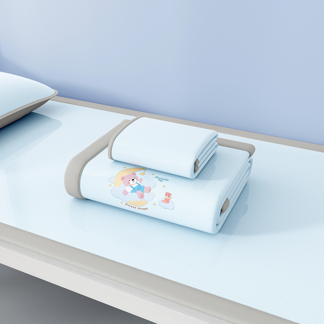 91家纺网 家纺一手货源 找家纺 （总）家品罗兰 2026新款夏季A类碳光凉席三明治透气网冰丝凉席家用双人冰丝席床单可机洗单人学生宿舍上下铺夏天空调软席三件套