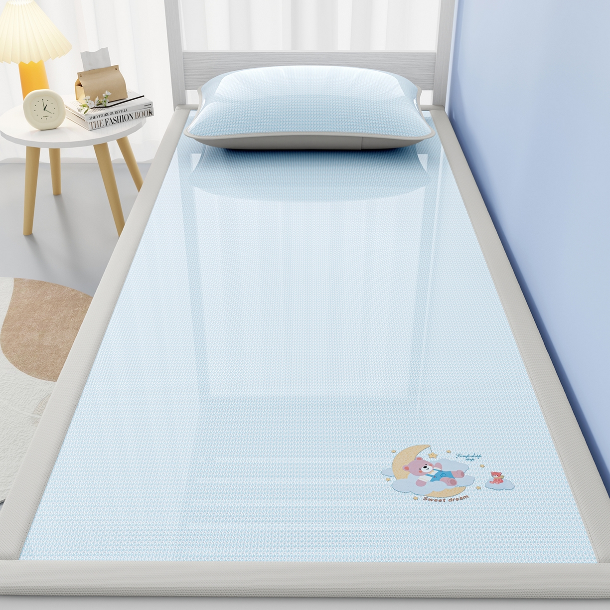 91家纺网 家纺一手货源 找家纺 （总）家品罗兰 2026新款夏季A类碳光凉席三明治透气网冰丝凉席家用双人冰丝席床单可机洗单人学生宿舍上下铺夏天空调软席三件套