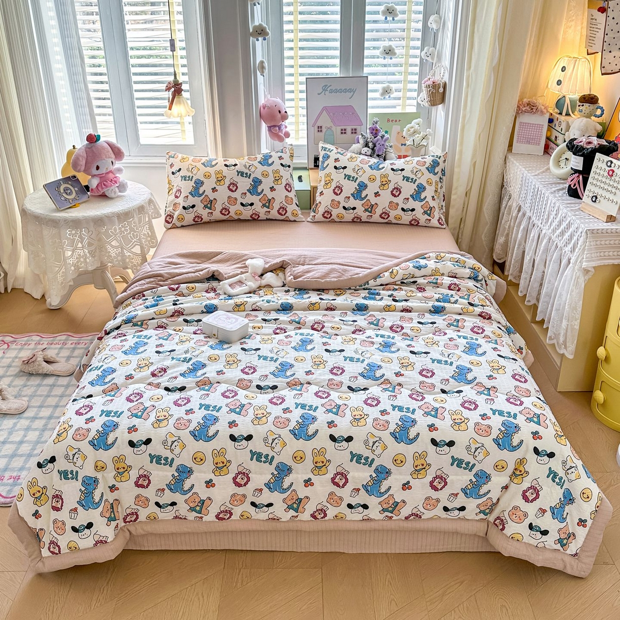 91家纺网 家纺一手货源 找家纺 瑞禾家纺 2026新款皱皱棉双层纱夏被四件套下载文件包含买家秀 动物之家