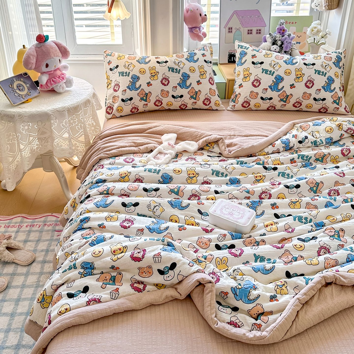 91家纺网 家纺一手货源 找家纺 瑞禾家纺 2026新款皱皱棉双层纱夏被四件套下载文件包含买家秀 动物之家