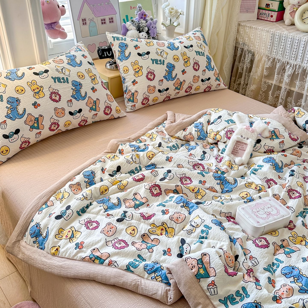 91家纺网 家纺一手货源 找家纺 瑞禾家纺 2026新款皱皱棉双层纱夏被四件套下载文件包含买家秀 动物之家