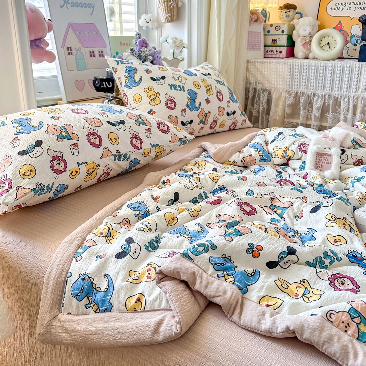 91家纺网 家纺一手货源 找家纺 瑞禾家纺 2026新款皱皱棉双层纱夏被四件套下载文件包含买家秀 动物之家