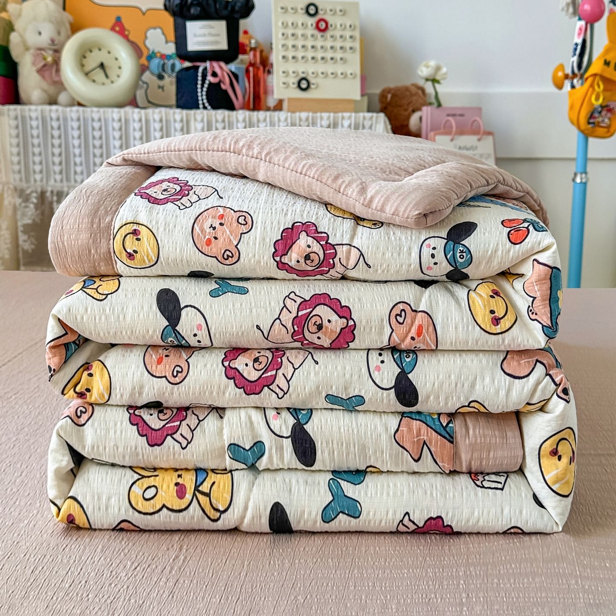 91家纺网 家纺一手货源 找家纺 瑞禾家纺 2026新款皱皱棉双层纱夏被四件套下载文件包含买家秀 动物之家