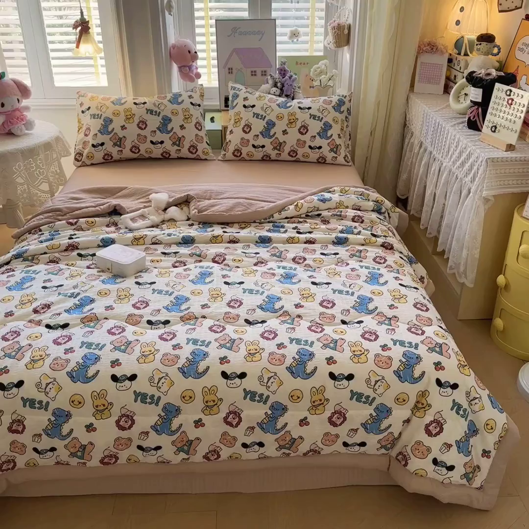 91家纺网 家纺一手货源 找家纺 瑞禾家纺 2026新款皱皱棉双层纱夏被四件套下载文件包含买家秀 动物之家