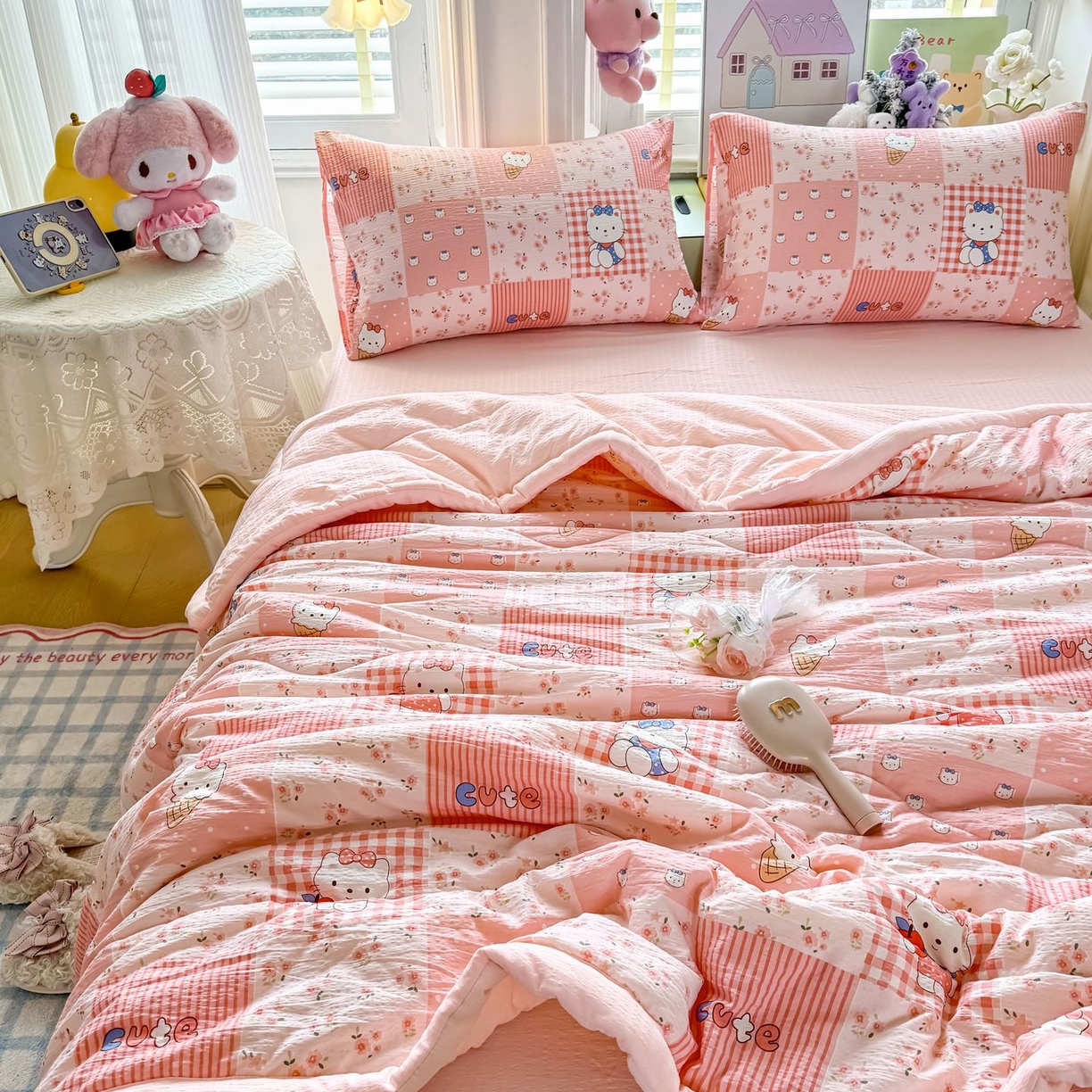 91家纺网 家纺一手货源 找家纺 瑞禾家纺 2026新款皱皱棉双层纱夏被四件套下载文件包含买家秀 花间喵语