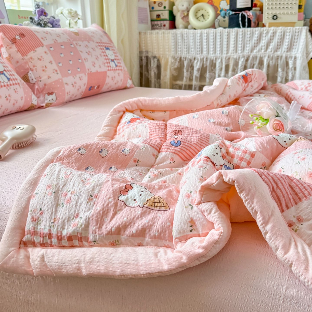 91家纺网 家纺一手货源 找家纺 瑞禾家纺 2026新款皱皱棉双层纱夏被四件套下载文件包含买家秀 花间喵语