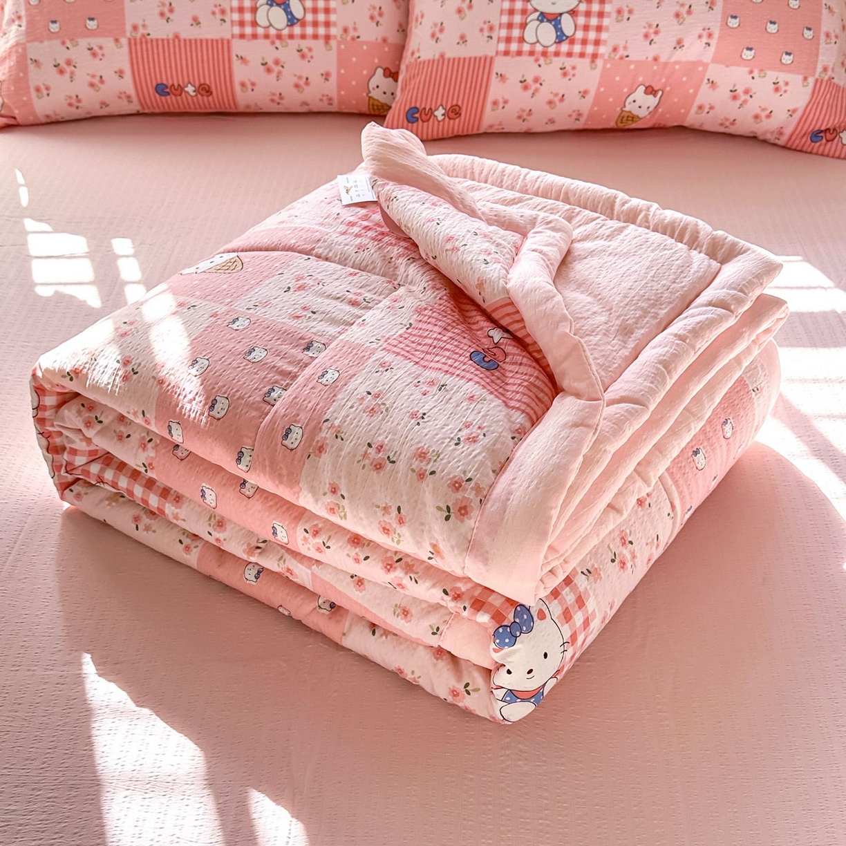 91家纺网 家纺一手货源 找家纺 瑞禾家纺 2026新款皱皱棉双层纱夏被四件套下载文件包含买家秀 花间喵语