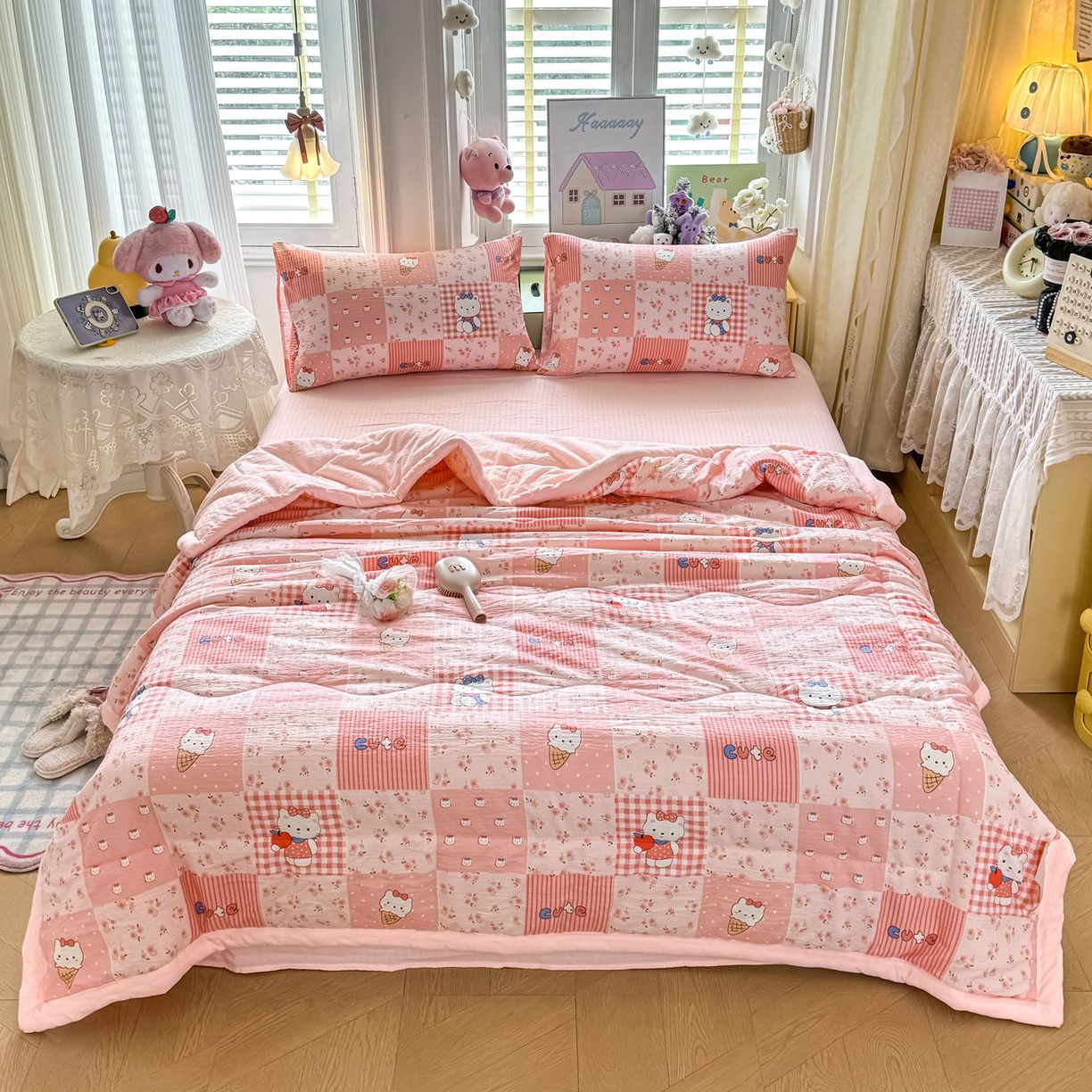 91家纺网 家纺一手货源 找家纺 瑞禾家纺 2026新款皱皱棉双层纱夏被四件套下载文件包含买家秀 花间喵语