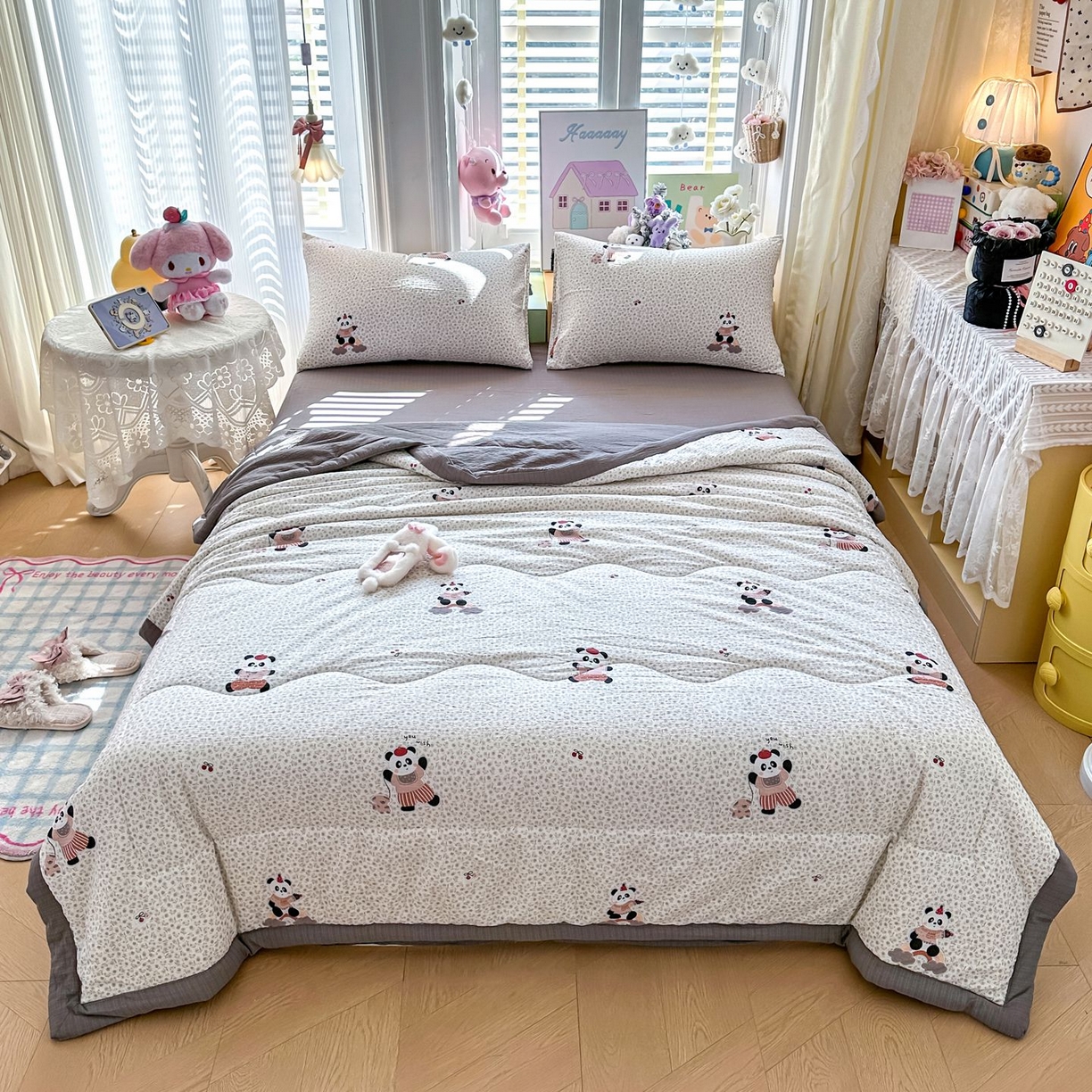 91家纺网 家纺一手货源 找家纺 瑞禾家纺 2026新款皱皱棉双层纱夏被四件套下载文件包含买家秀 静谧时光