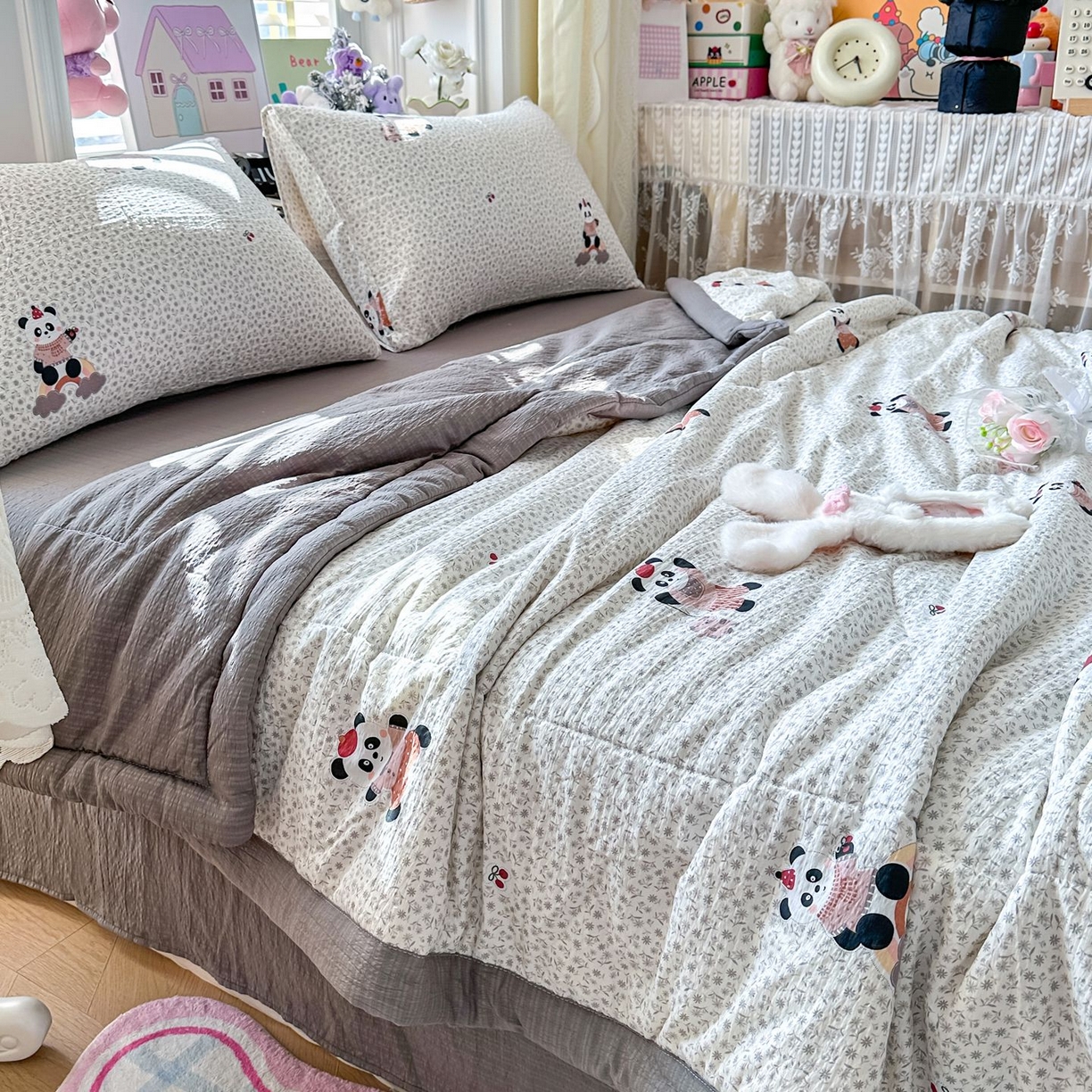 91家纺网 家纺一手货源 找家纺 瑞禾家纺 2026新款皱皱棉双层纱夏被四件套下载文件包含买家秀 静谧时光