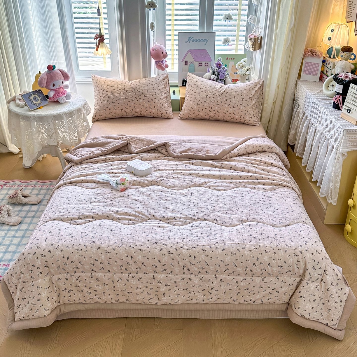 91家纺网 家纺一手货源 找家纺 瑞禾家纺 2026新款皱皱棉双层纱夏被四件套下载文件包含买家秀 莫奈雅致