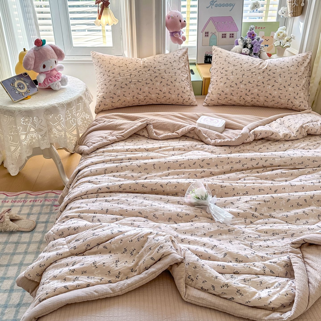 91家纺网 家纺一手货源 找家纺 瑞禾家纺 2026新款皱皱棉双层纱夏被四件套下载文件包含买家秀 莫奈雅致