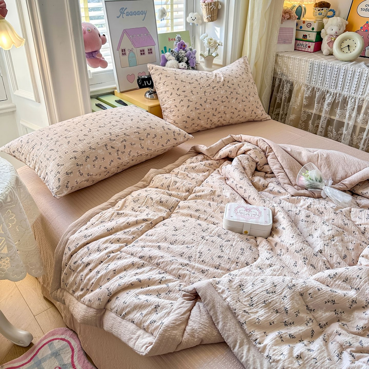 91家纺网 家纺一手货源 找家纺 瑞禾家纺 2026新款皱皱棉双层纱夏被四件套下载文件包含买家秀 莫奈雅致